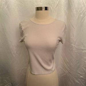 White Ribbed Crop Top